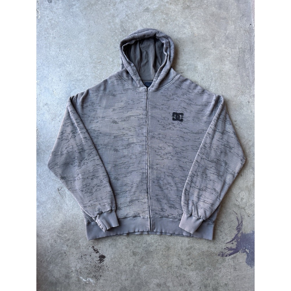 DC Shoes Camouflage Camo Thermal Zip Up Hoodie Jacket Skater Surfer Y2K XL Heavy
